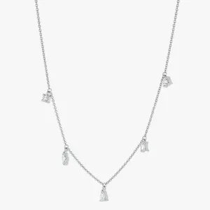 14K H-I/SI Multi Shape 5 Diamond Necklace
