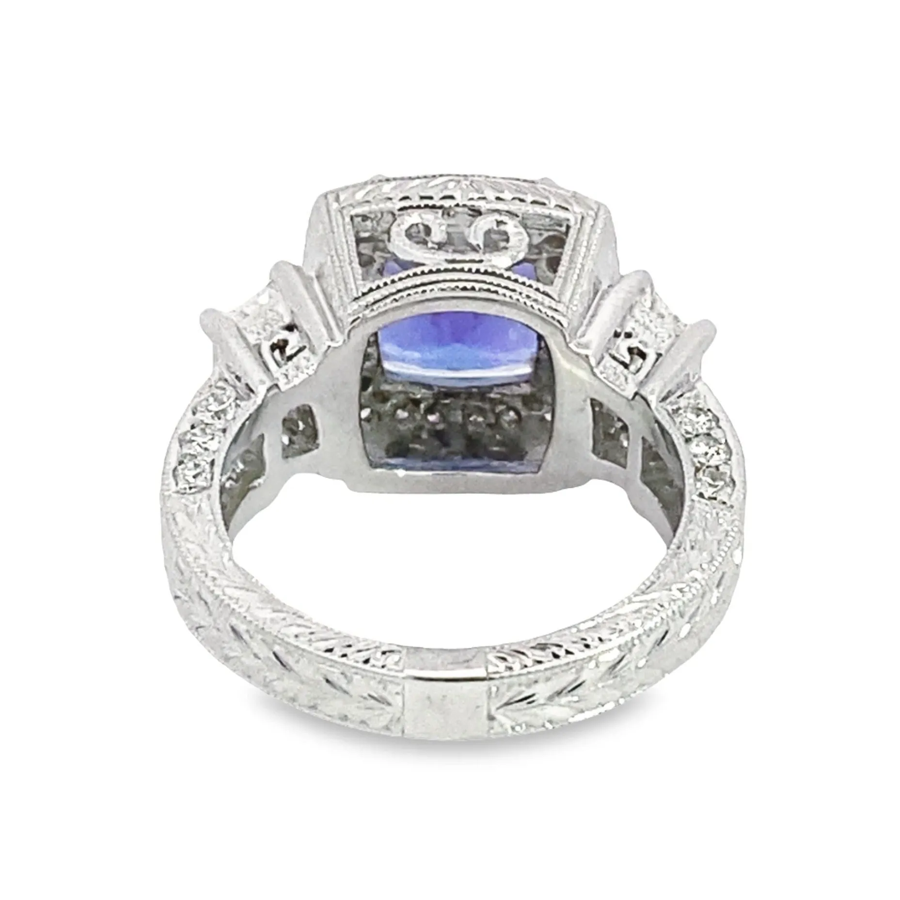 14K White Gold Tanzanite and Diamond Ring