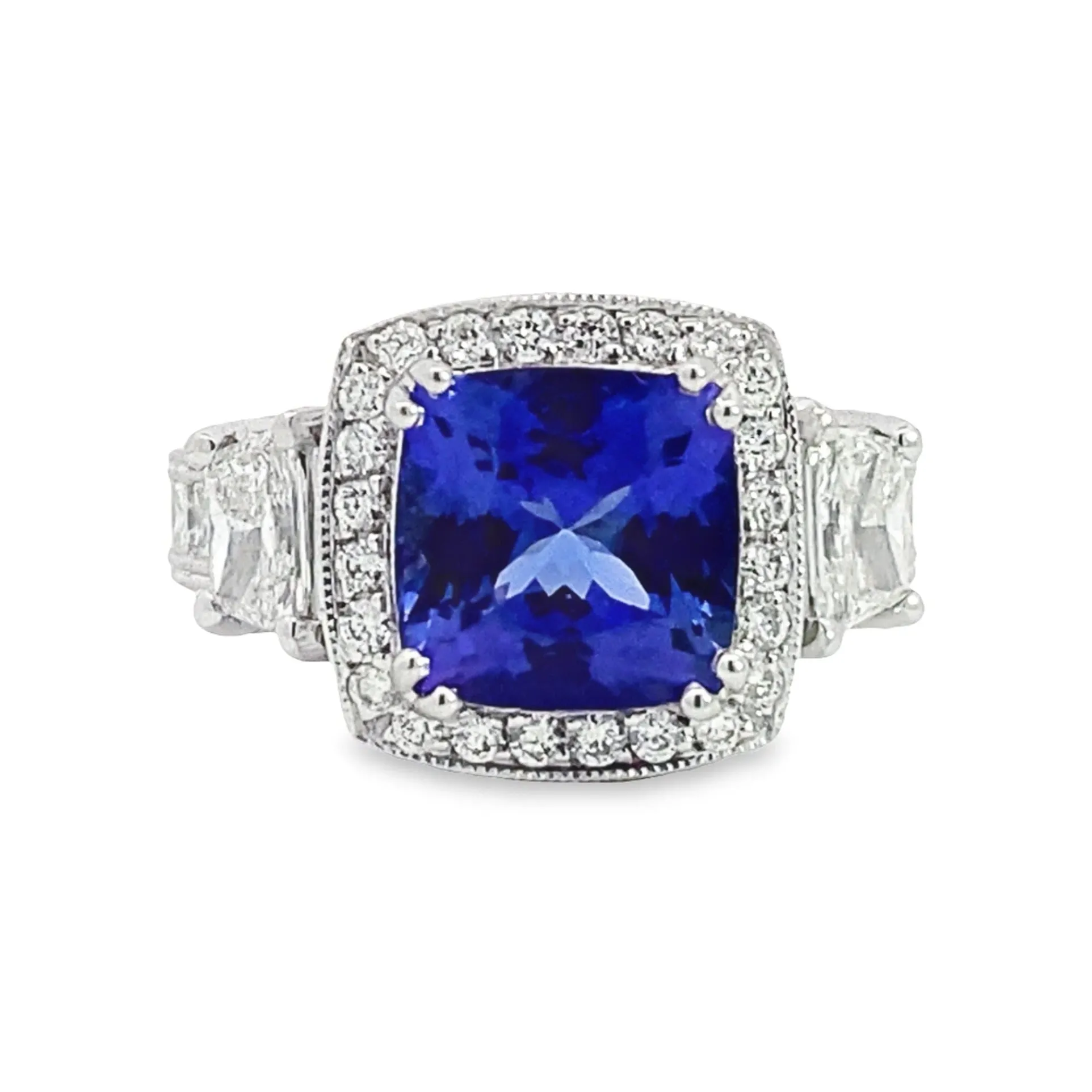 14K White Gold Tanzanite and Diamond Ring