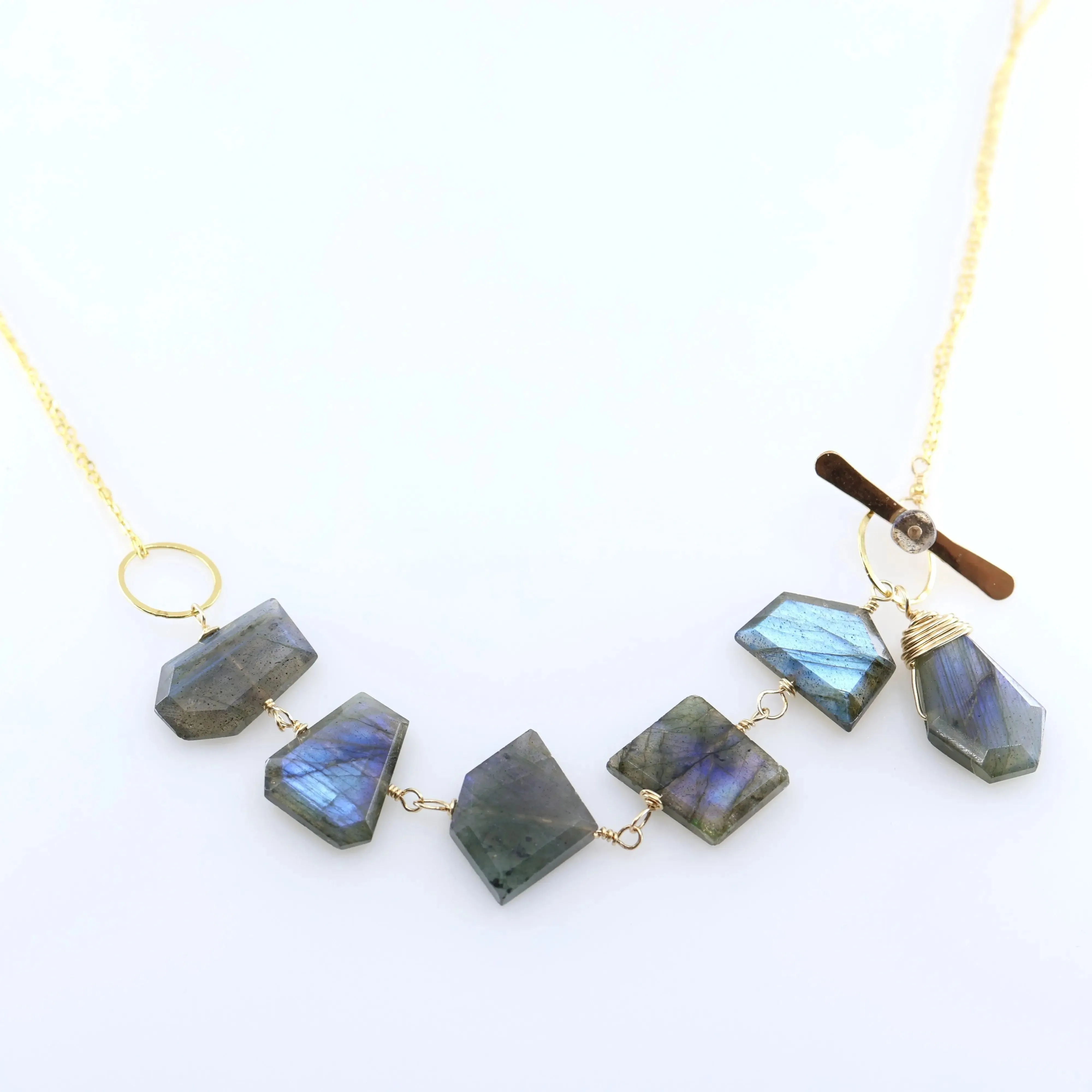 3-in-1 Faceted Labradorite Slice Necklace