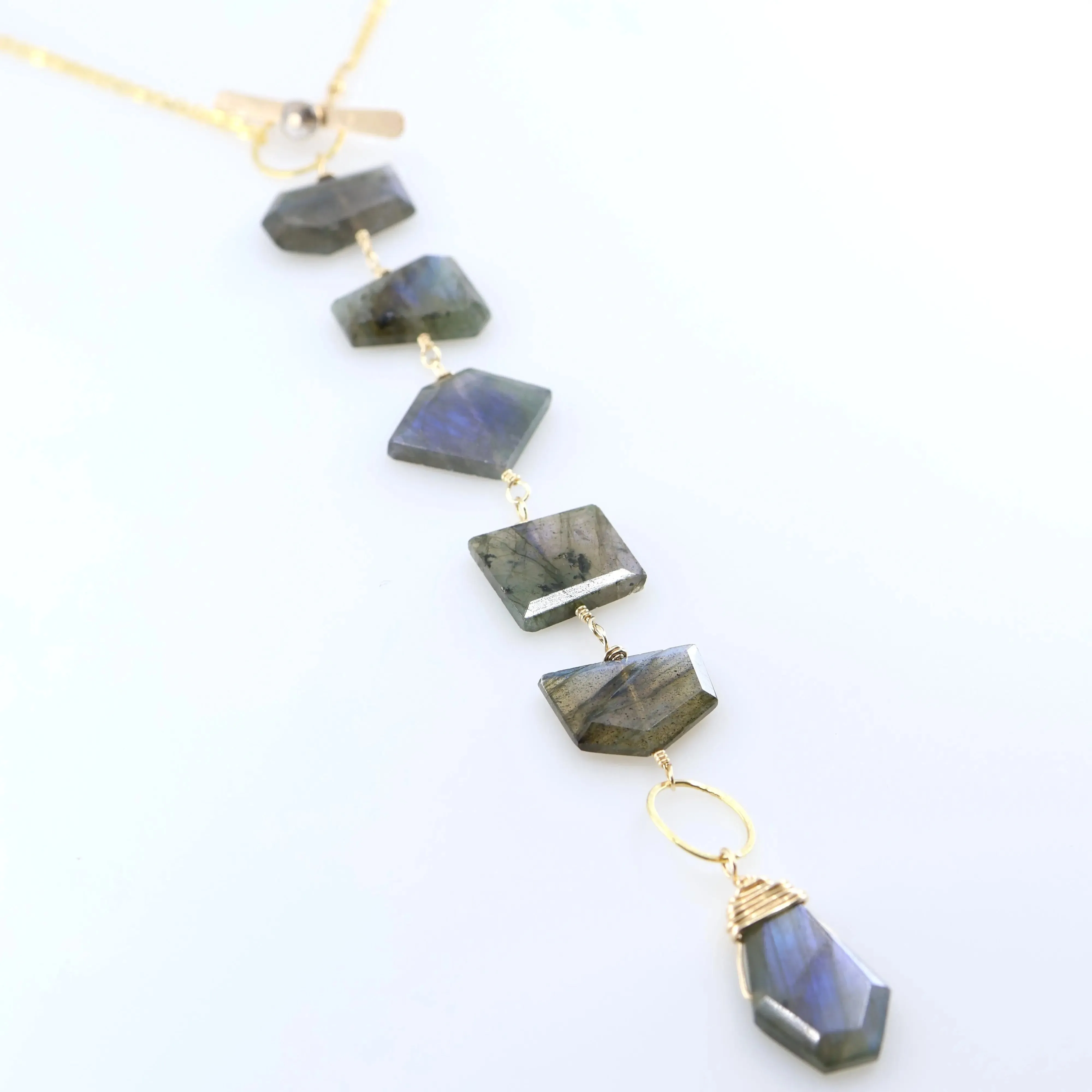 3-in-1 Faceted Labradorite Slice Necklace