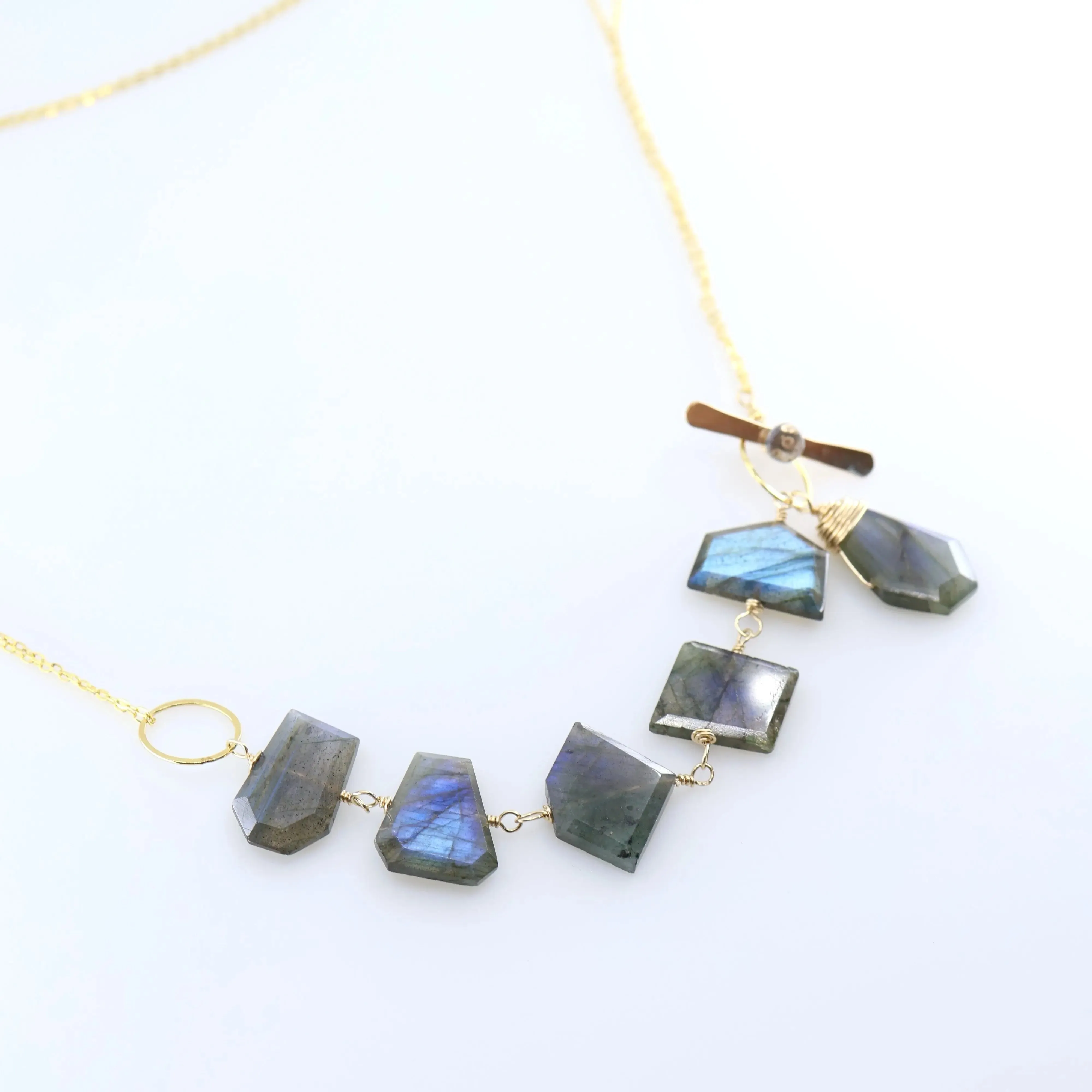 3-in-1 Faceted Labradorite Slice Necklace