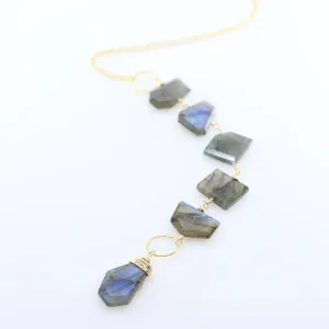 3-in-1 Faceted Labradorite Slice Necklace