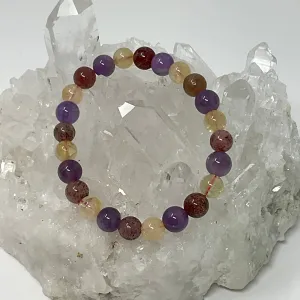 All-Star Quartz (Strawberry Quartz, Citrine & Amethyst) 8mm Round Bracelet