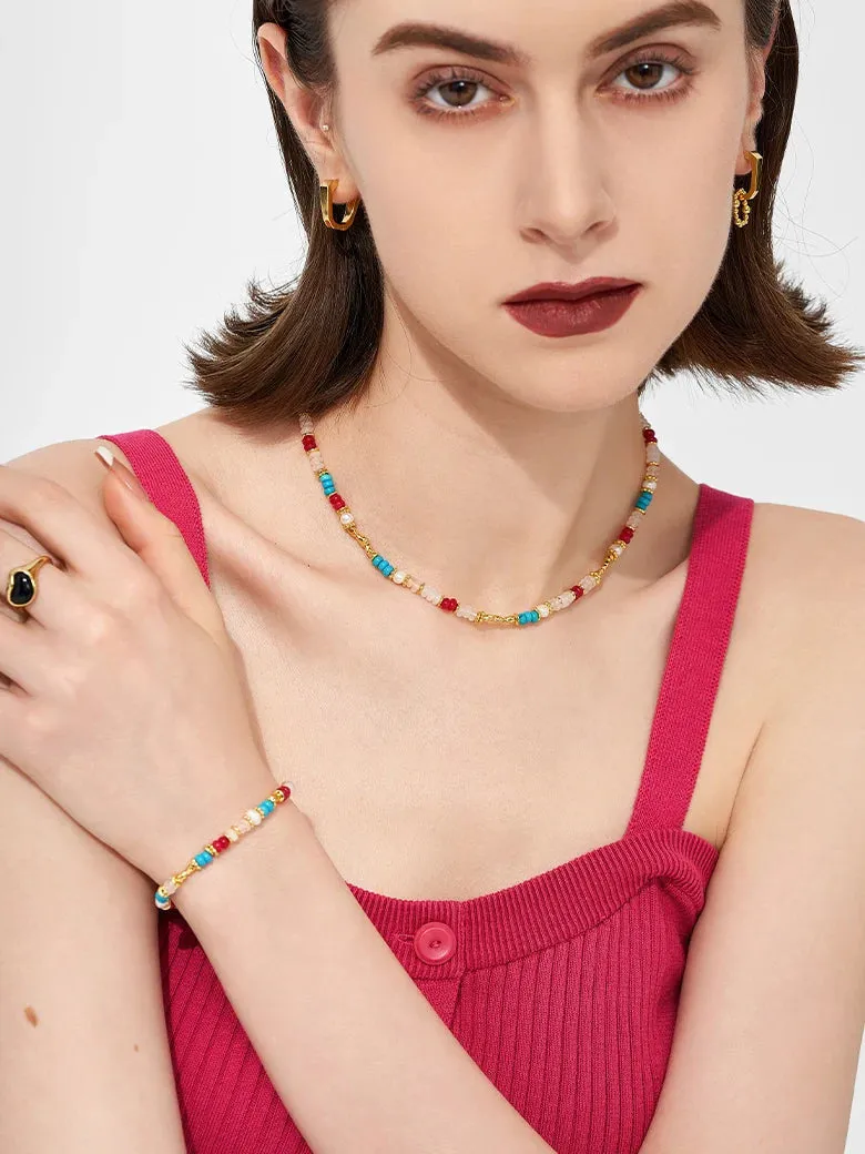 Aphrodite Multi Gemstone Nugget Beaded Bracelet