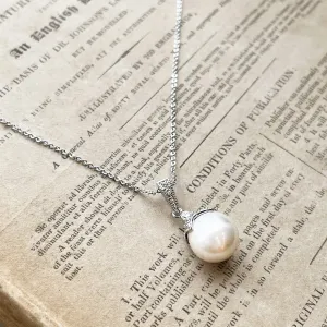 Ariel, Old Hollywood Style Crystal & Pearl Pendant Necklace