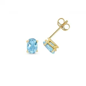 Blue Topaz Oval Stud Earrings ED410BT
