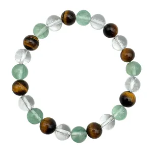 Bracelet Concentration/special examen A  — oeil de tigre, Fluorine A & Cristal de roche (numéro 10)