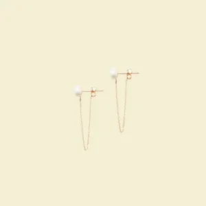 Chain Stud Pearl Earrings