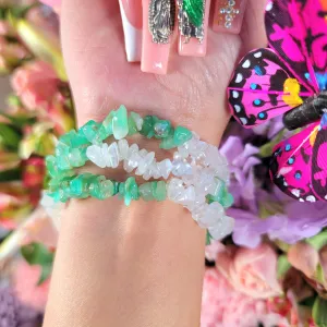 Chrysoprase & Rainbow Moonstone Chip Bracelet for Healing, Hope, Growth and Rebirth