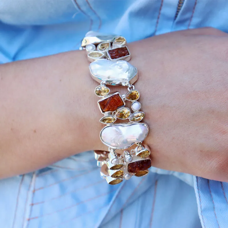 Chunky Biwa Pearl Citrine Bracelet