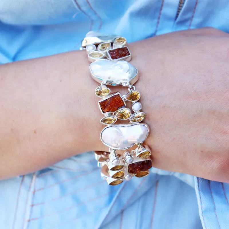 Chunky Biwa Pearl Citrine Bracelet