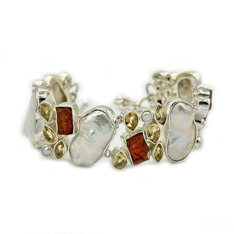 Chunky Biwa Pearl Citrine Bracelet