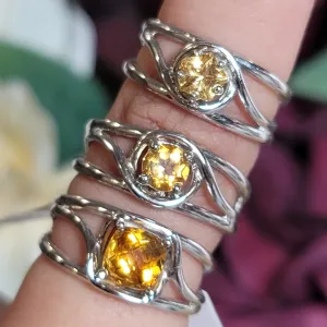 Citrine Midi Cuff Ring .925 Silver for Abundance, Good Luck and Positivity