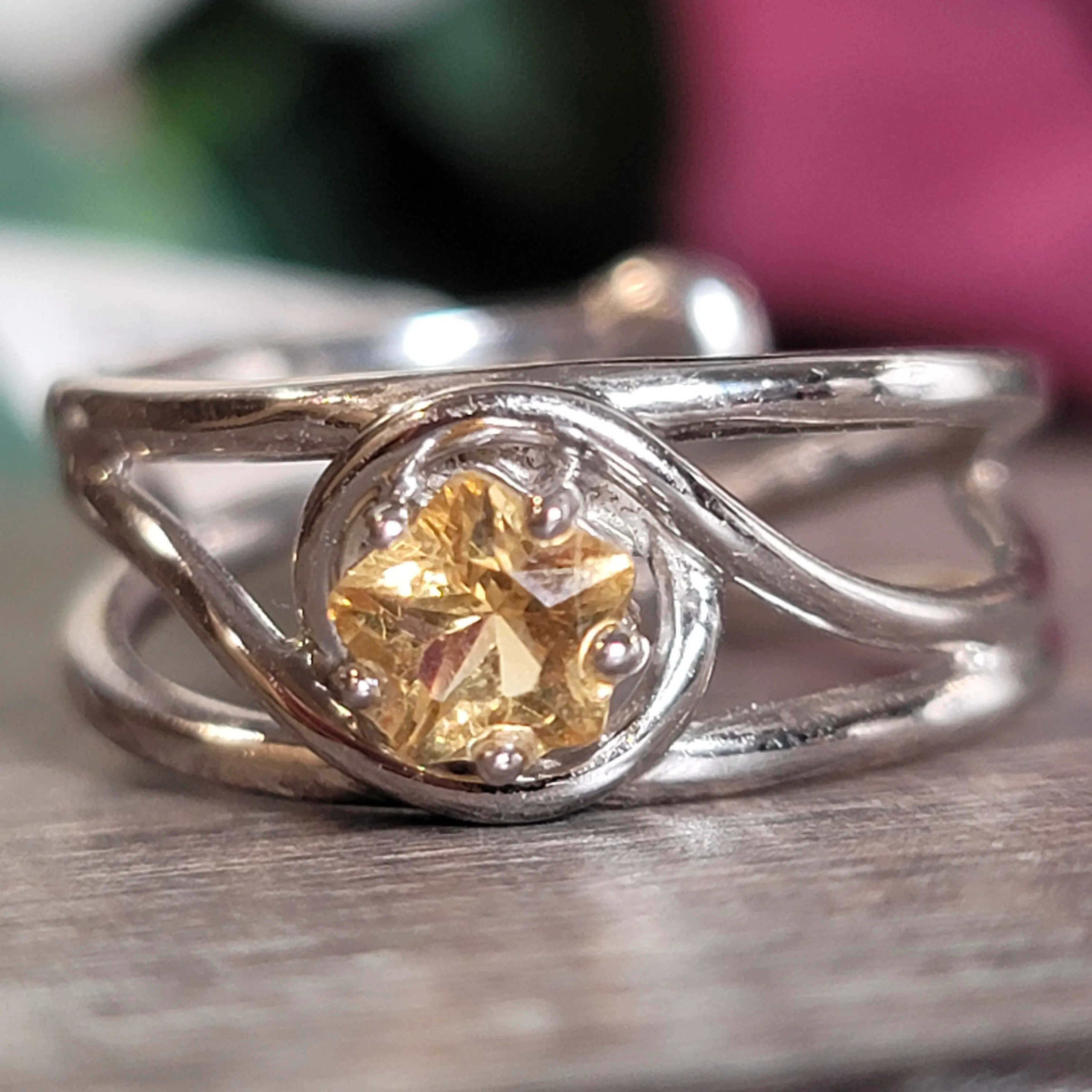 Citrine Midi Cuff Ring .925 Silver for Abundance, Good Luck and Positivity
