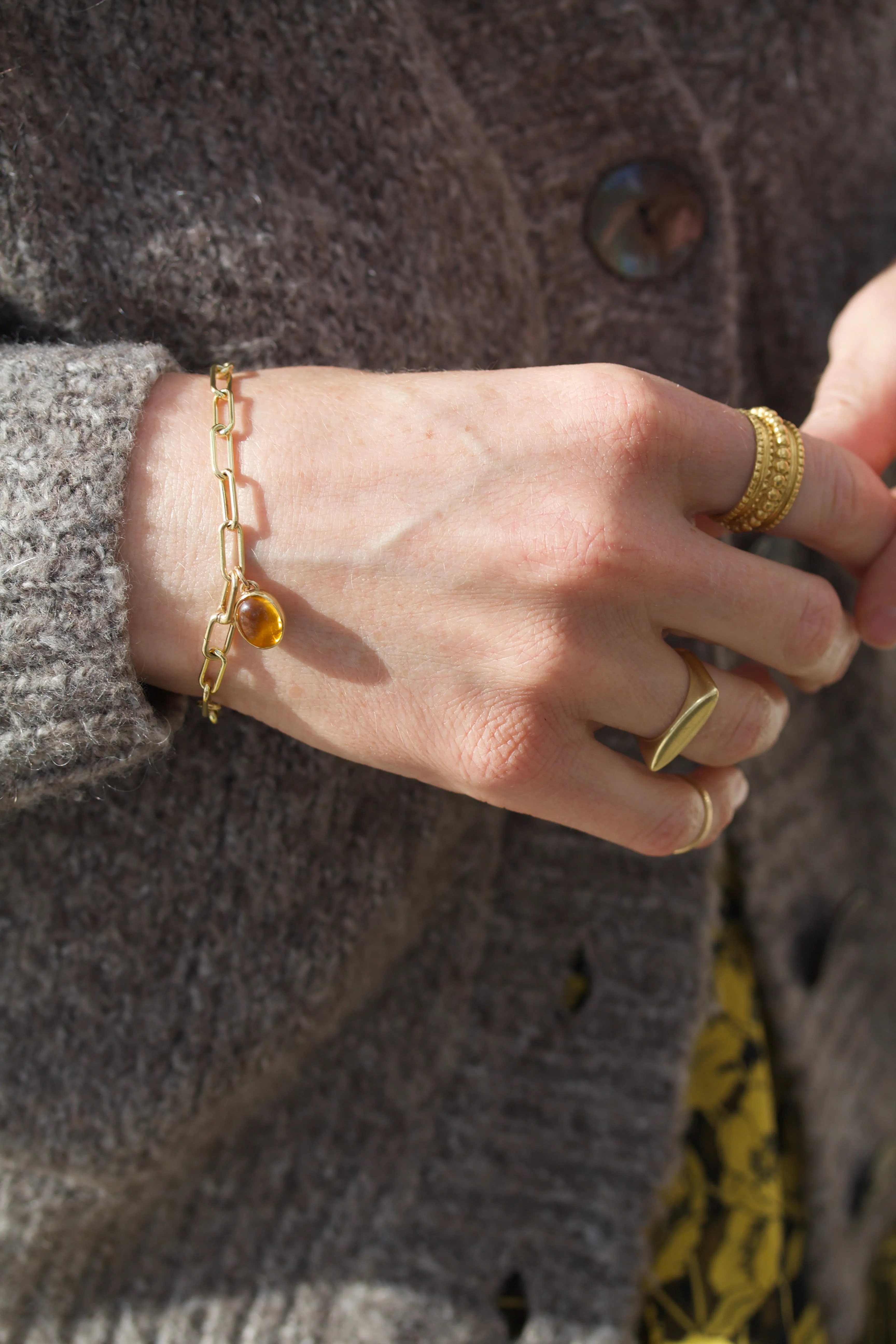 Cup Charm Bracelet with Citrine