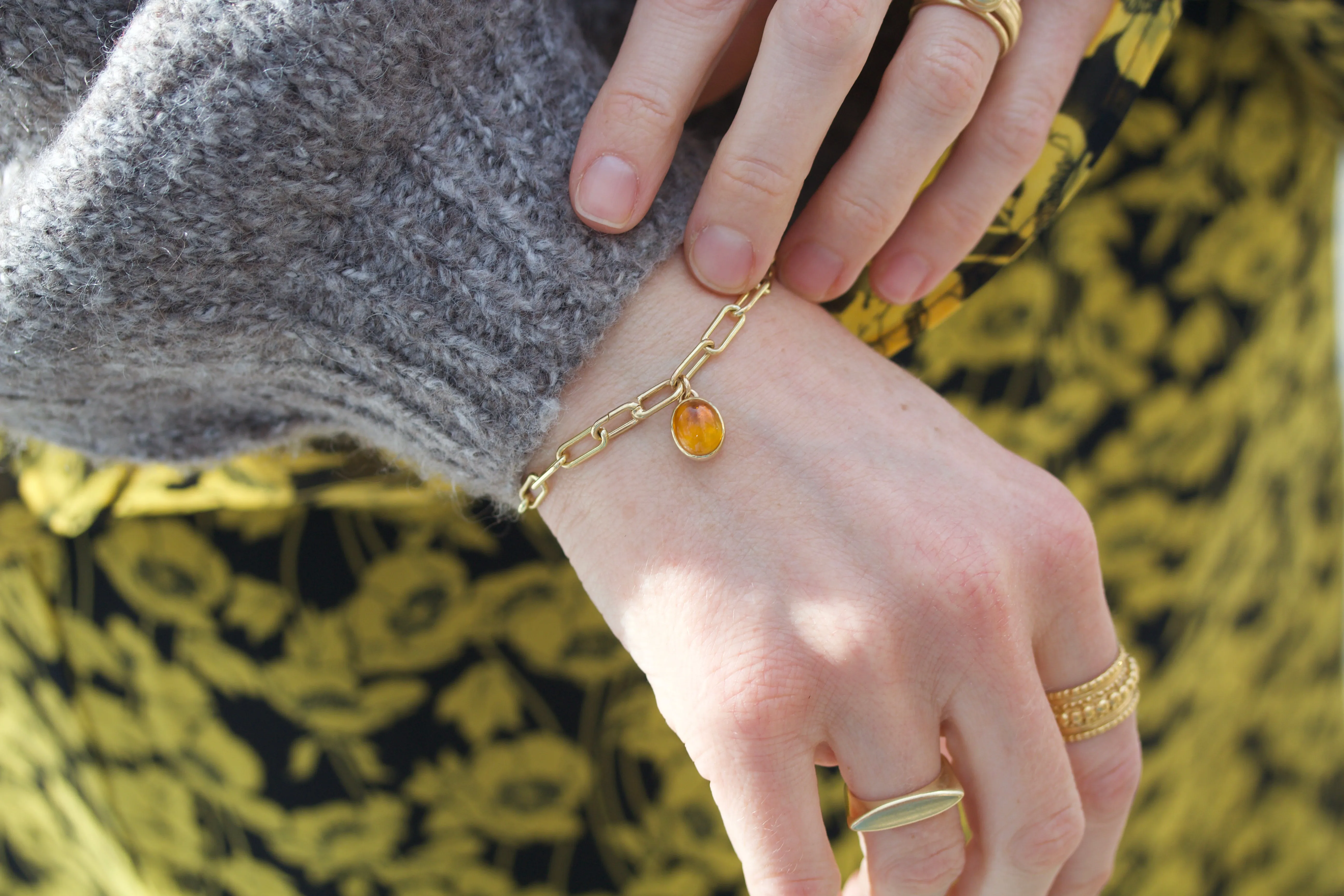 Cup Charm Bracelet with Citrine