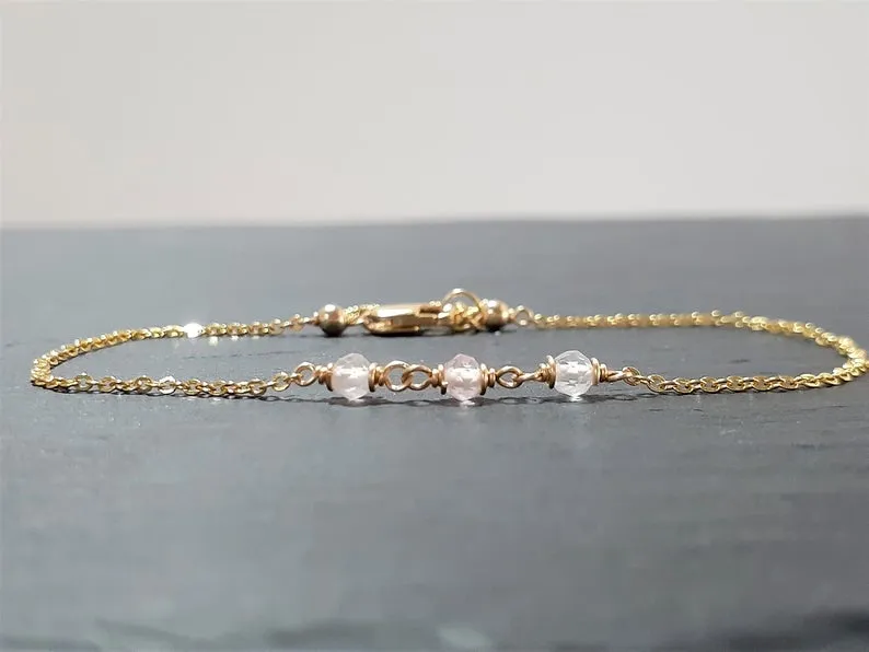 Dainty Rose Quartz Anklet