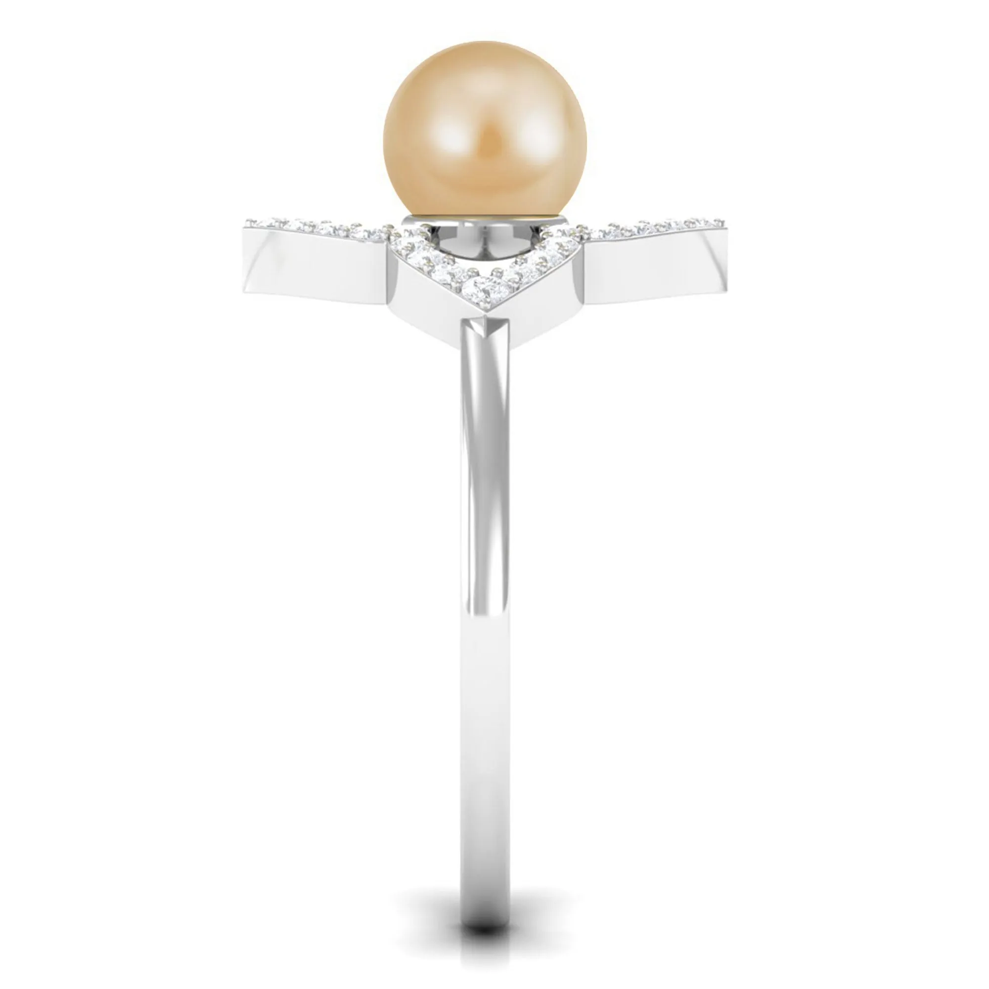 Designer South Sea Pearl and Diamond Floral Halo Engagement Ring