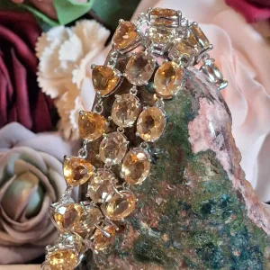 Enchanting Gems Citrine Faceted Bracelet .925 Silver for Abundance, Good Luck and Positivity