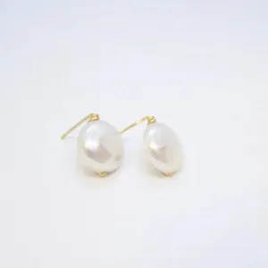 Freshwater Coin Pearl Stud Earrings