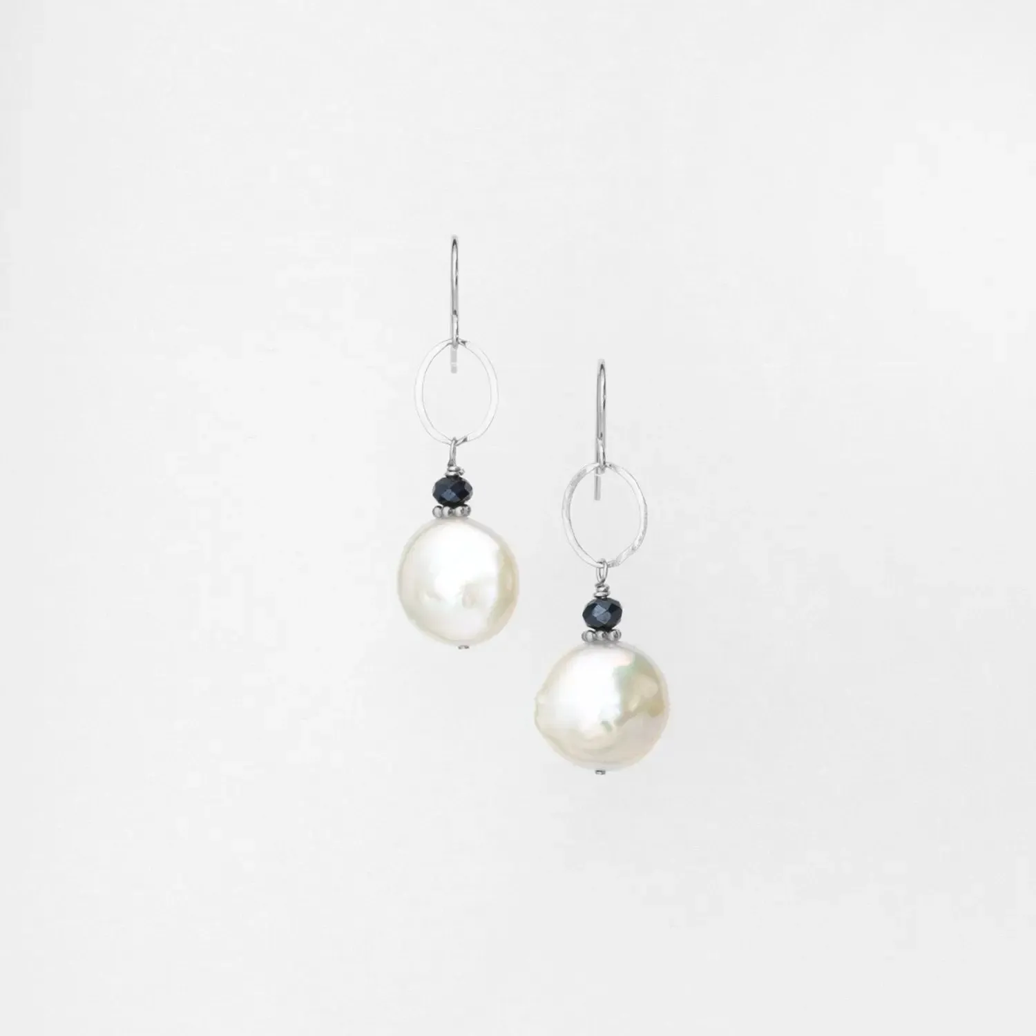 Freshwater Coin Pearl with Crystal Accent Earrings