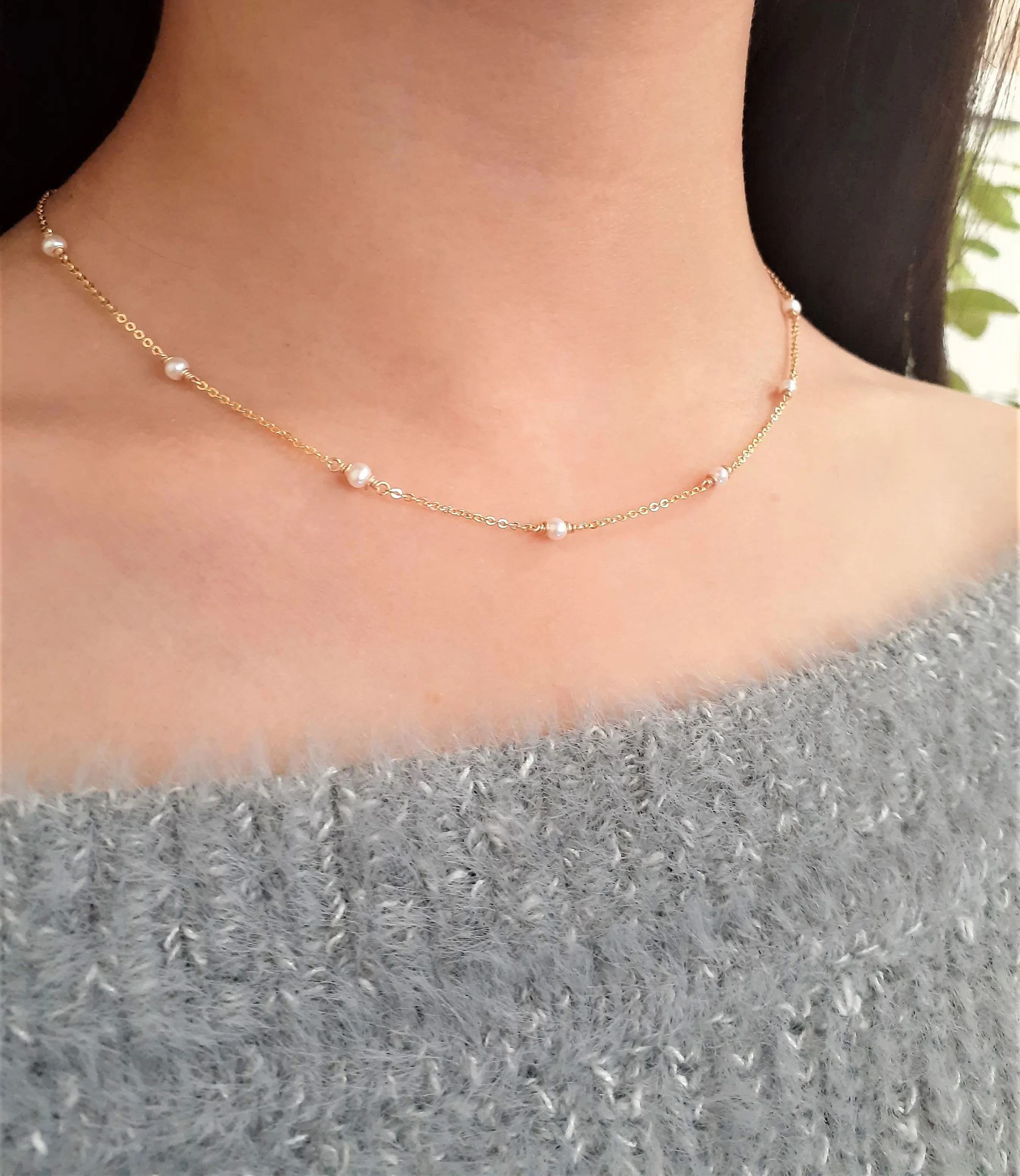 Freshwater Pearl Beaded Choker Necklace