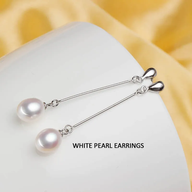 Genuine water drop freshwater pearl earrings