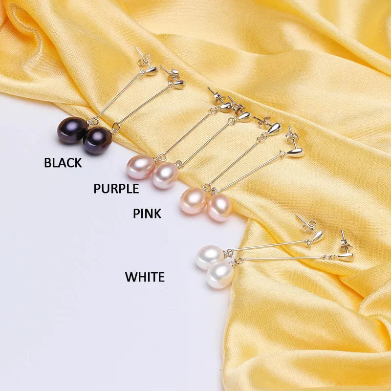 Genuine water drop freshwater pearl earrings