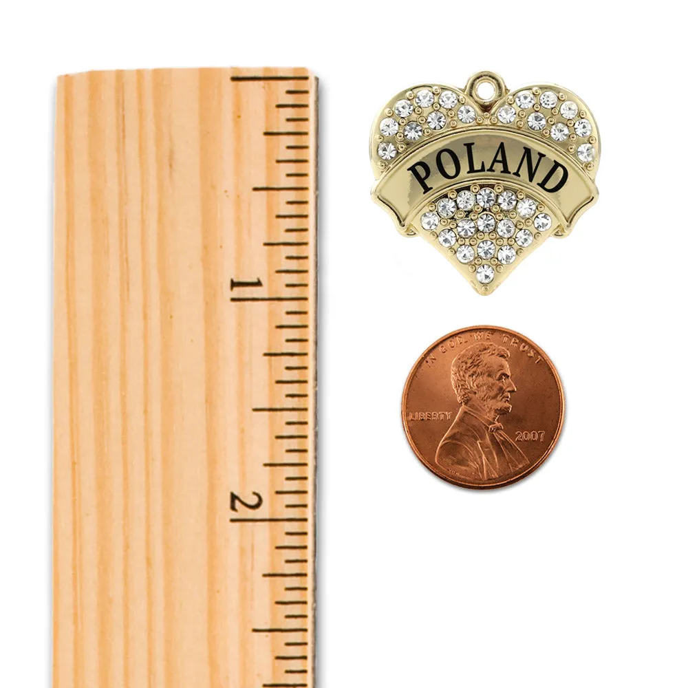 Gold Poland Pave Heart Charm Toggle Bracelet
