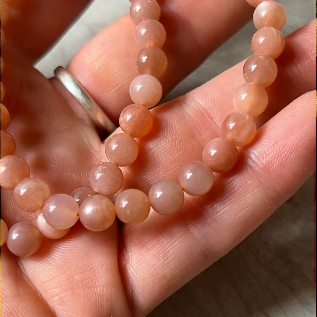 LAST Peach Moonstone - 6mm Bead Bracelet