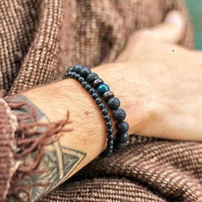 Lava & Chrysocolla Stone Energy Bracelet | Inner Strength