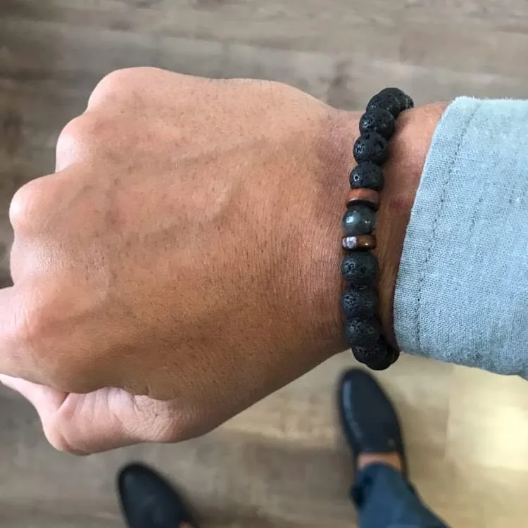 Lava & Chrysocolla Stone Energy Bracelet | Inner Strength