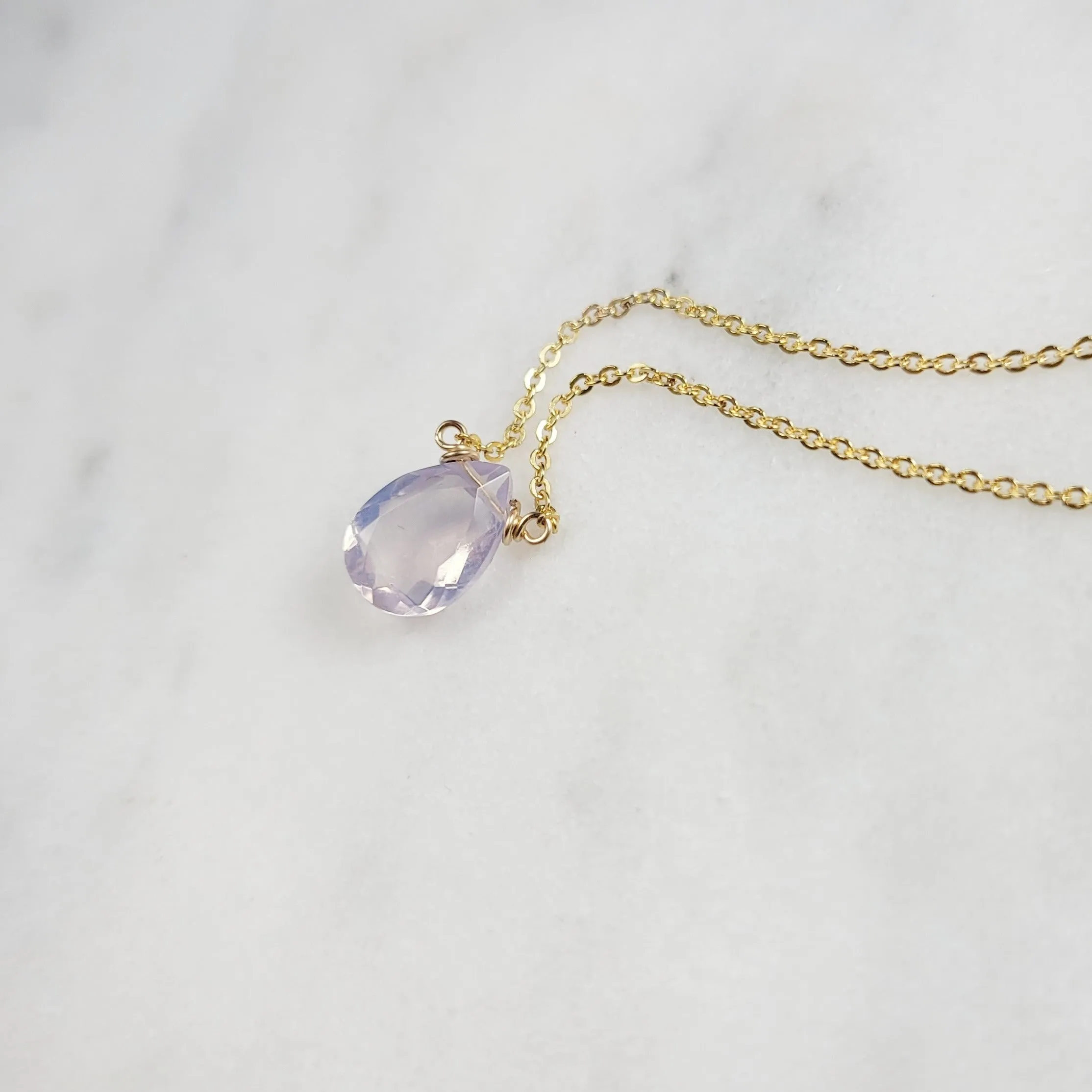 Lavender Quartz Briolette Necklace