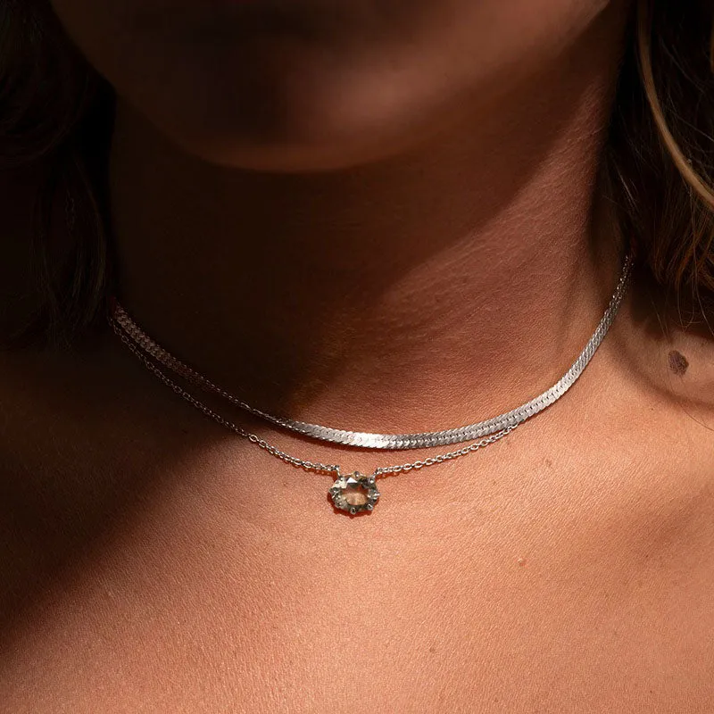 Marie Necklace, Prasiolite, Silver