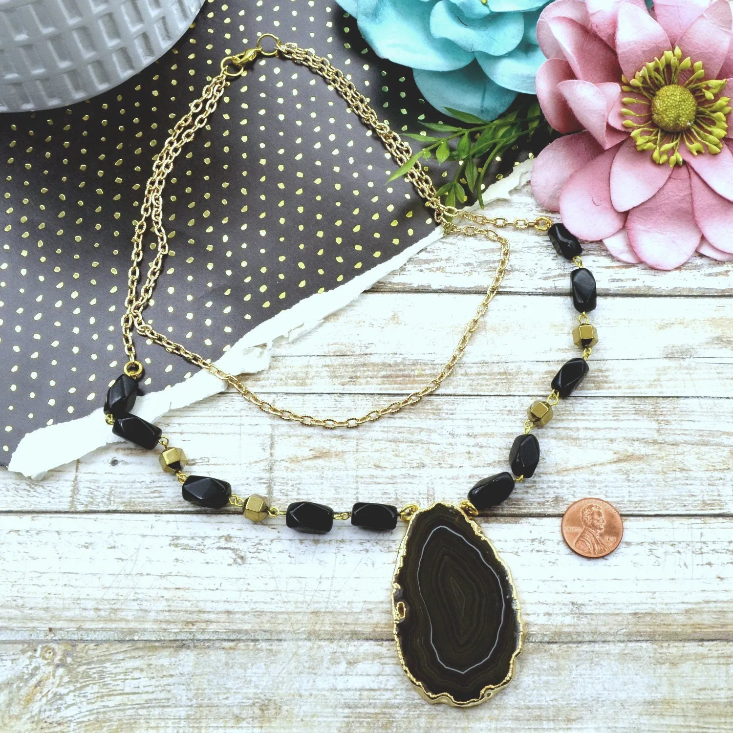 Midnight Geode Beauty 2 Strand Necklace