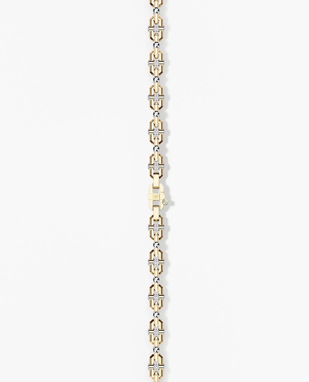 MOSS CHAIN Two-Tone Gold Link Bracelet with Diamonds