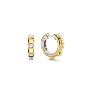 Mother Of Pearl Small Hoop Earrings - Gold - 7873MW