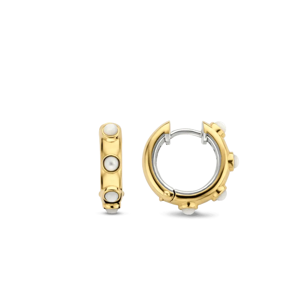 Mother Of Pearl Small Hoop Earrings - Gold - 7873MW