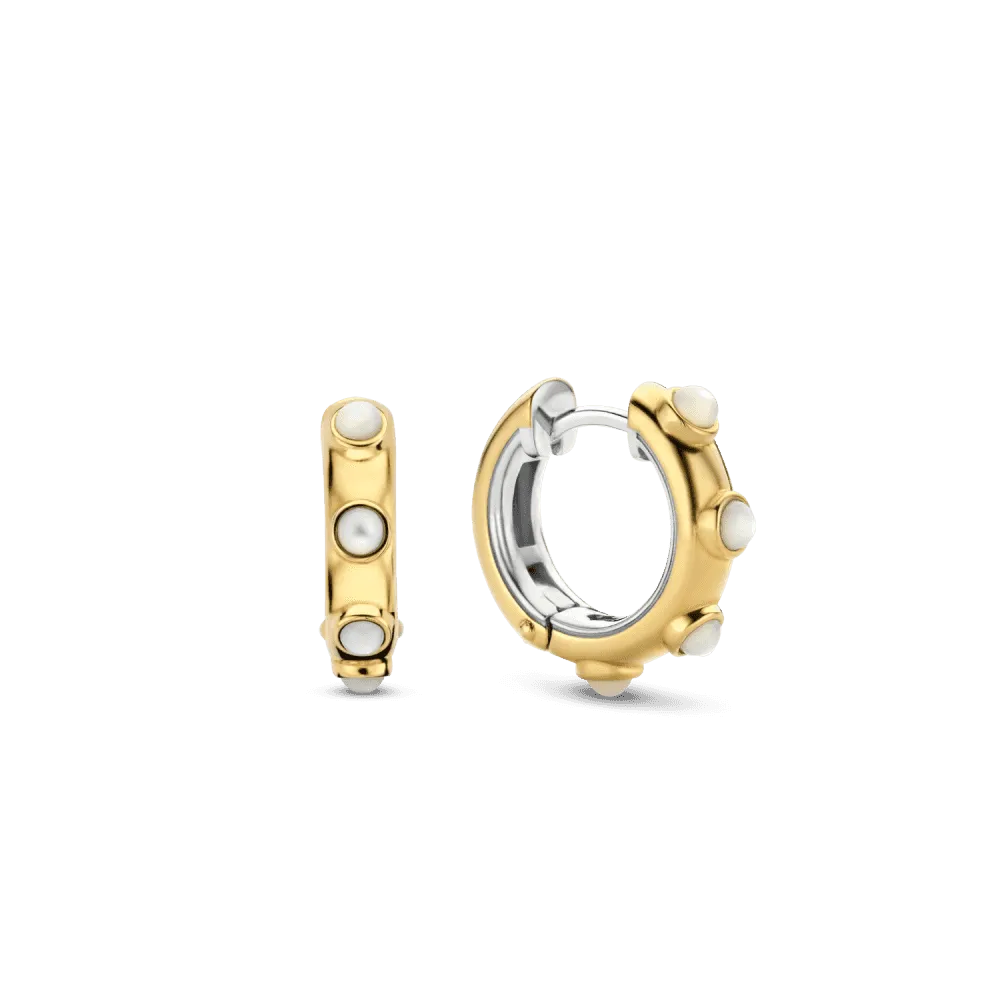 Mother Of Pearl Small Hoop Earrings - Gold - 7873MW