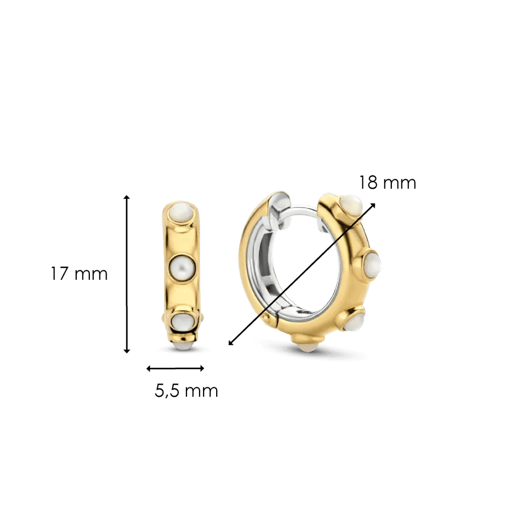Mother Of Pearl Small Hoop Earrings - Gold - 7873MW