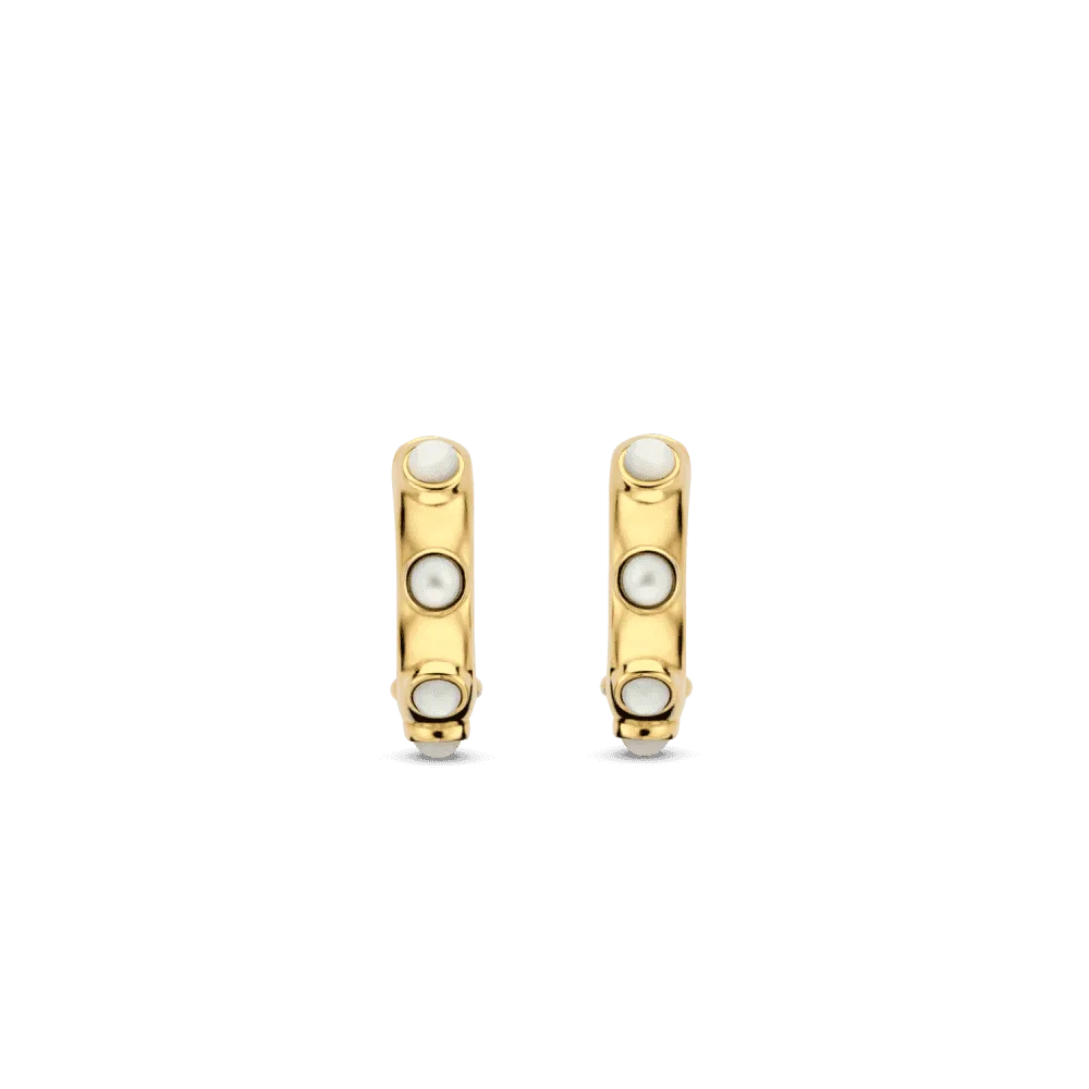 Mother Of Pearl Small Hoop Earrings - Gold - 7873MW