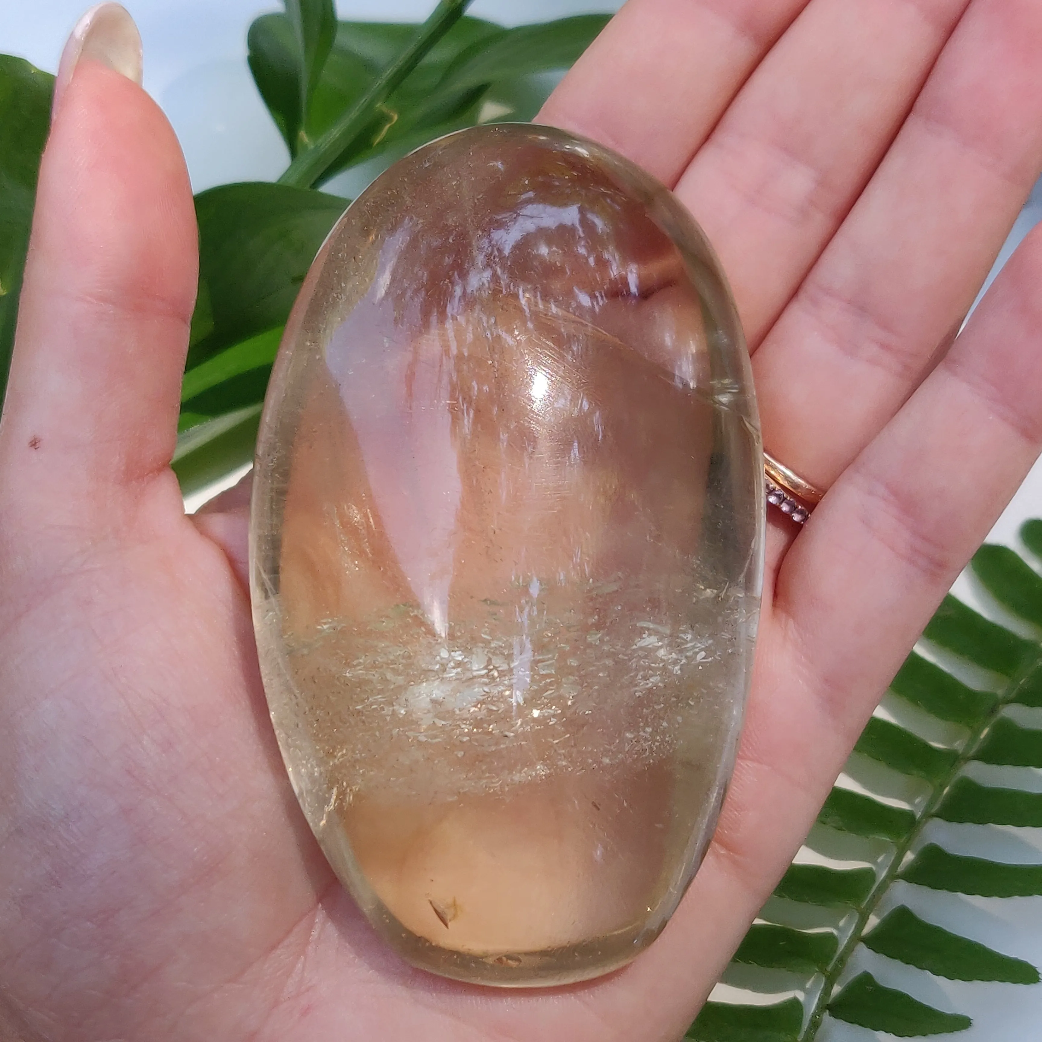 Natural Citrine Palm Stone (#3)