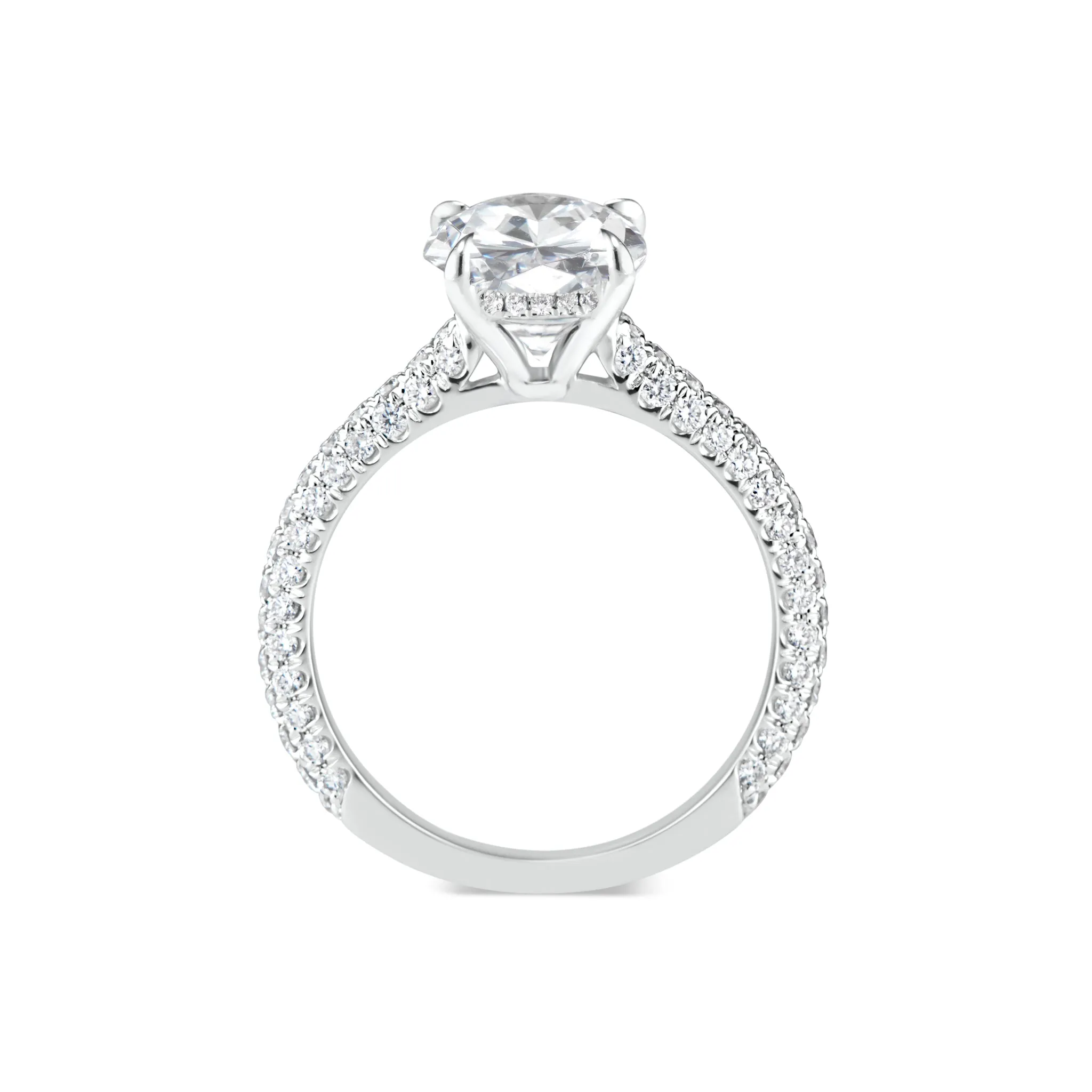 Oval Diamond Engagement Ring with Pave Diamond Shank