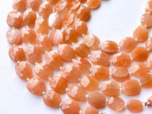 Peach Moonstone Oval shape briolette beads