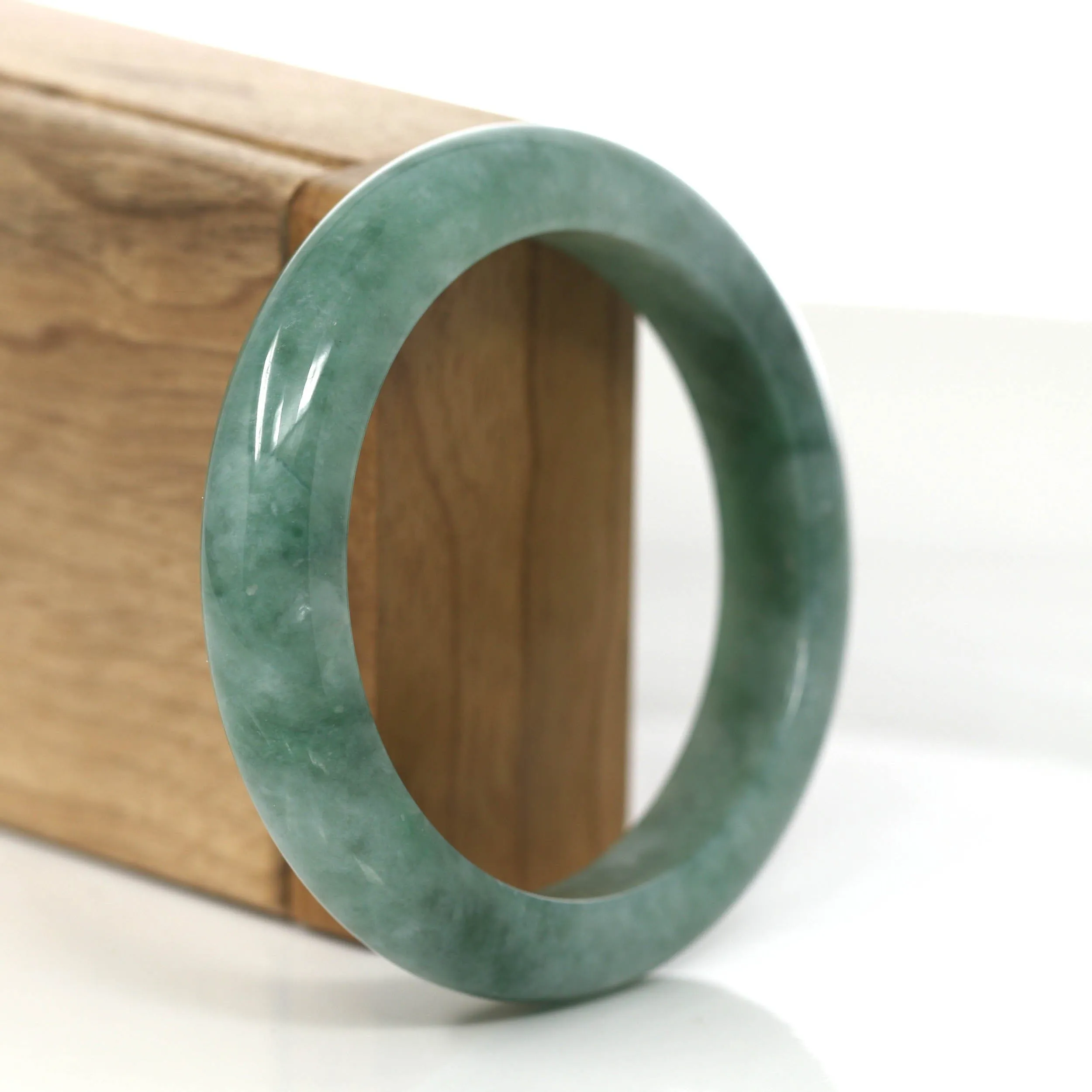 RealJade® Co. Forest Green Classic Real Jadeite Jade Bangle Bracelet (56.51mm) #862