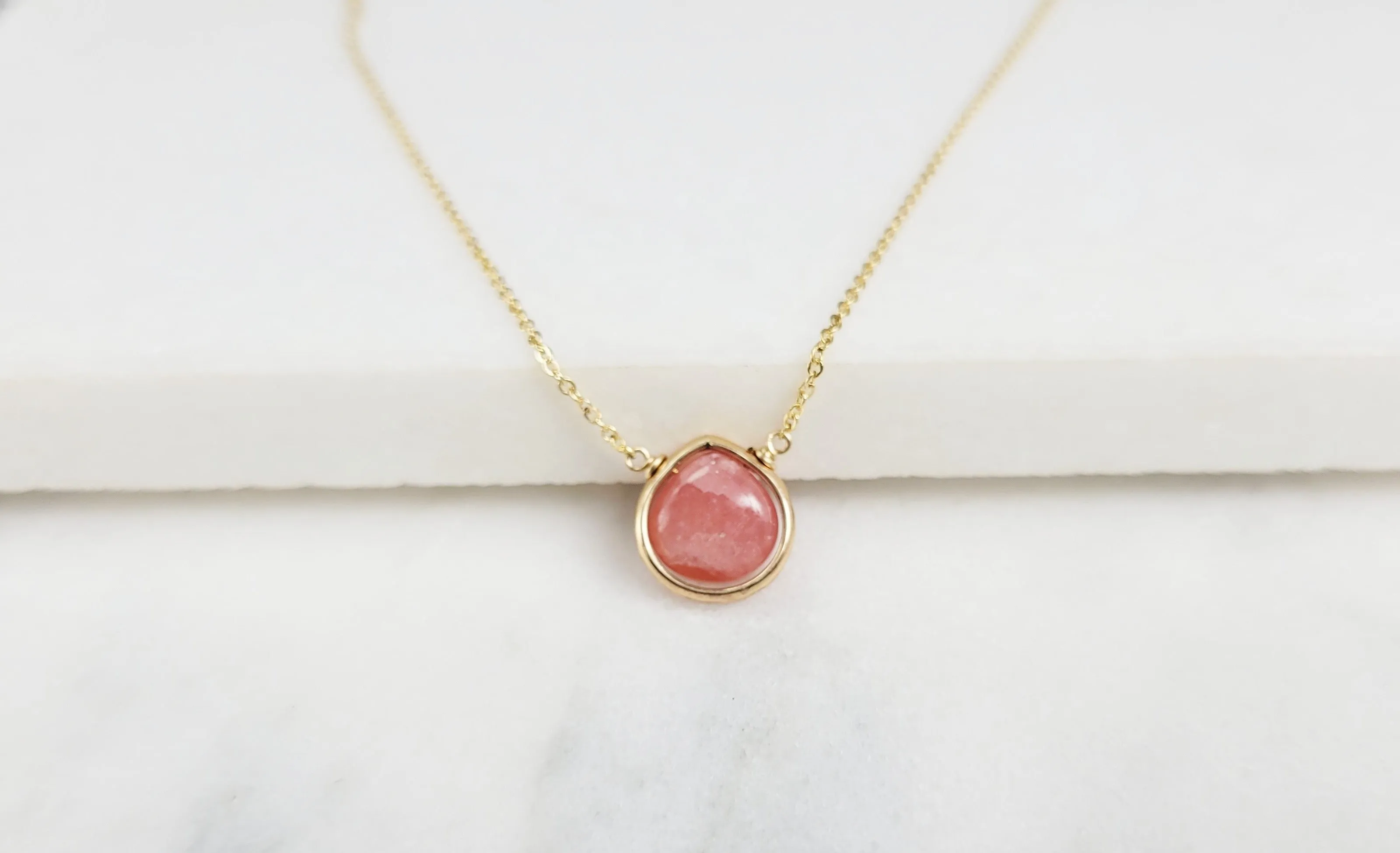 Rhodochrosite Heart Pendant Necklace