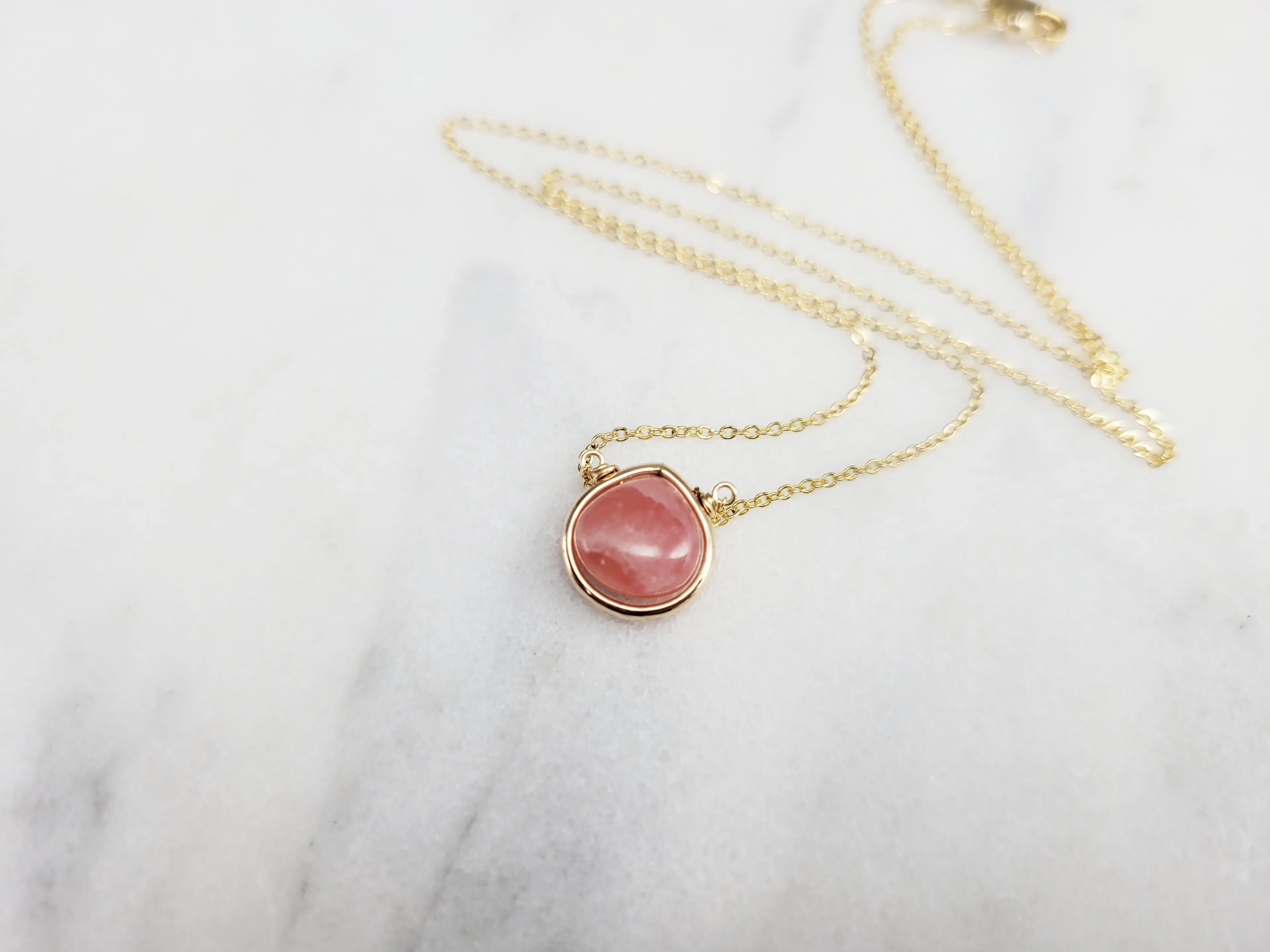 Rhodochrosite Heart Pendant Necklace