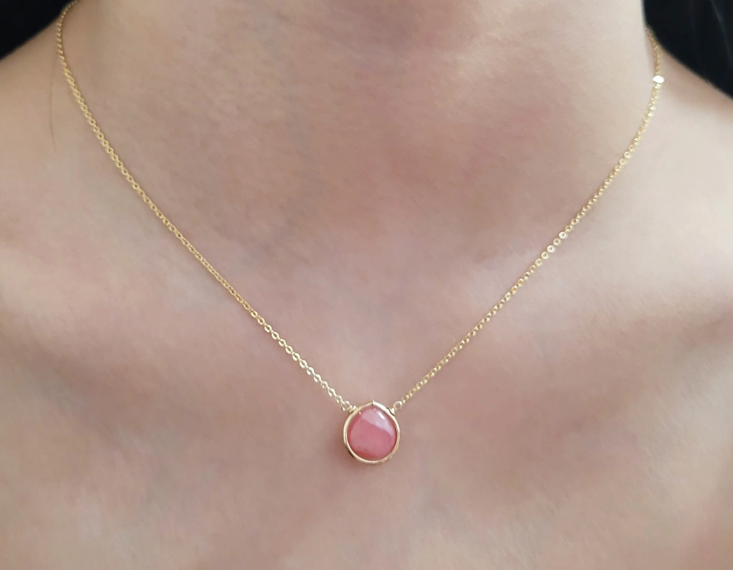 Rhodochrosite Heart Pendant Necklace
