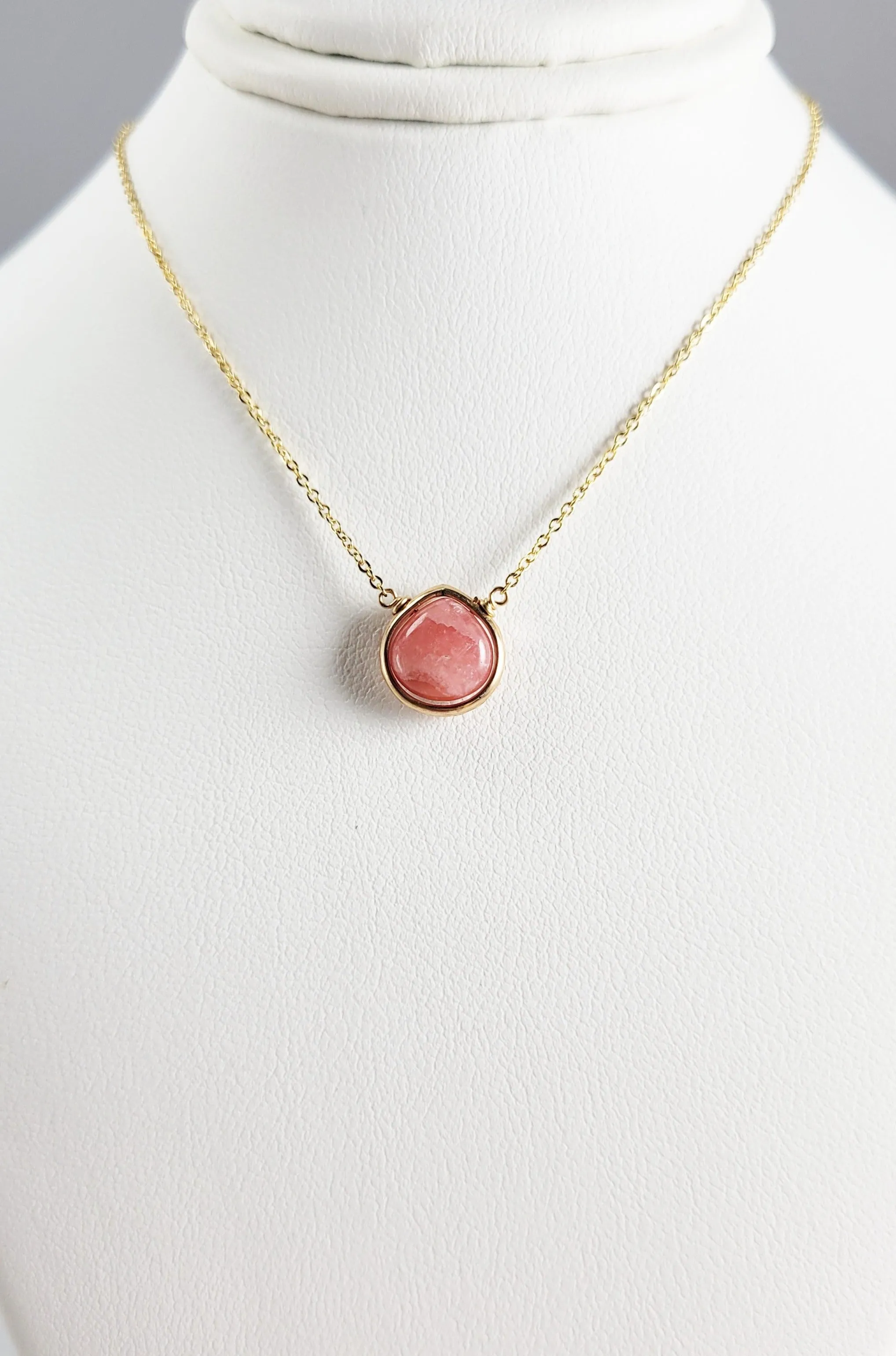 Rhodochrosite Heart Pendant Necklace